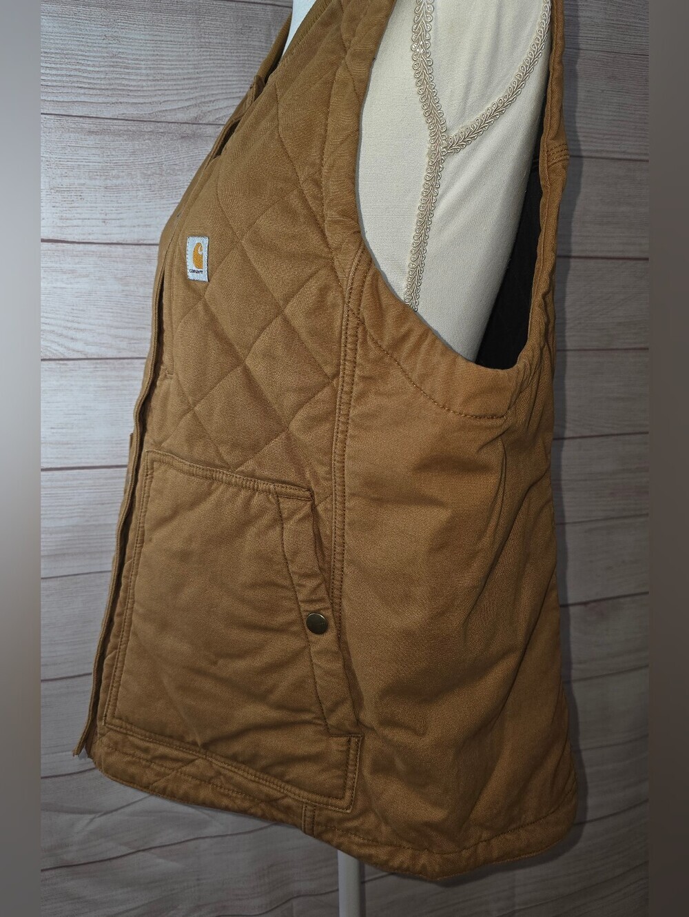 Women's Rugged Flex® Relaxed Fit Canvas Insulated Rib Collar Vest Size XL - Picture 2 of 7